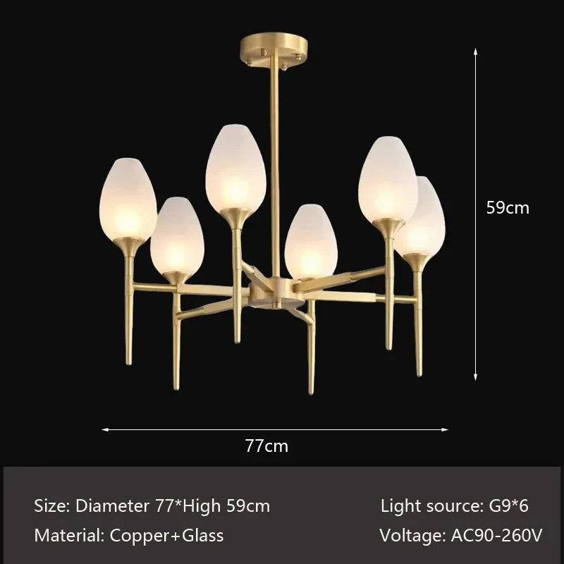 Afralia™ Modern Copper Glass Pendant Light for Living/Dining/Bedroom - American Style