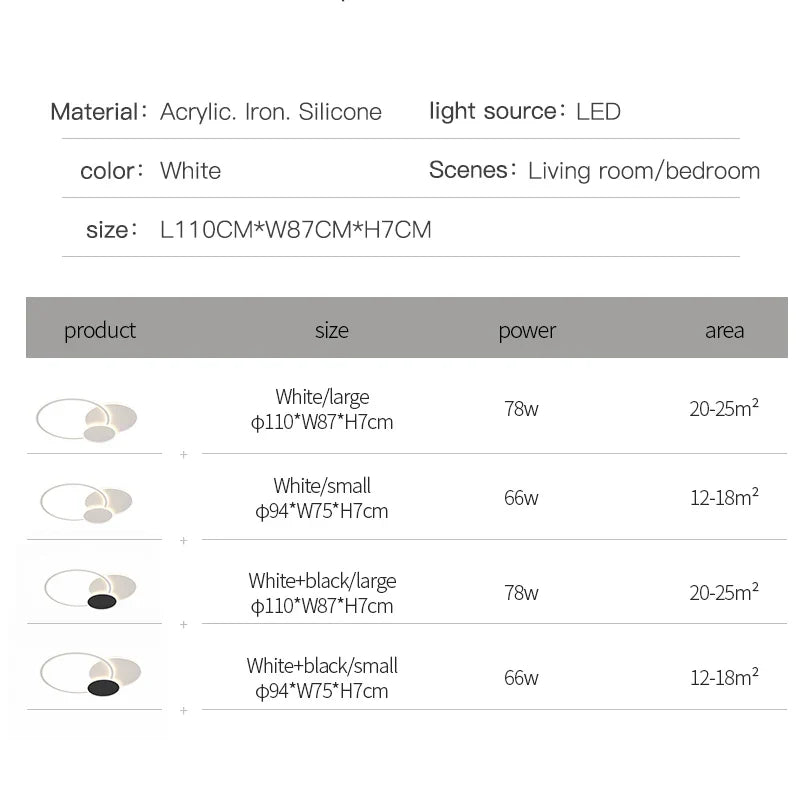 Afralia™ LED White Ceiling Chandelier with Remote Control