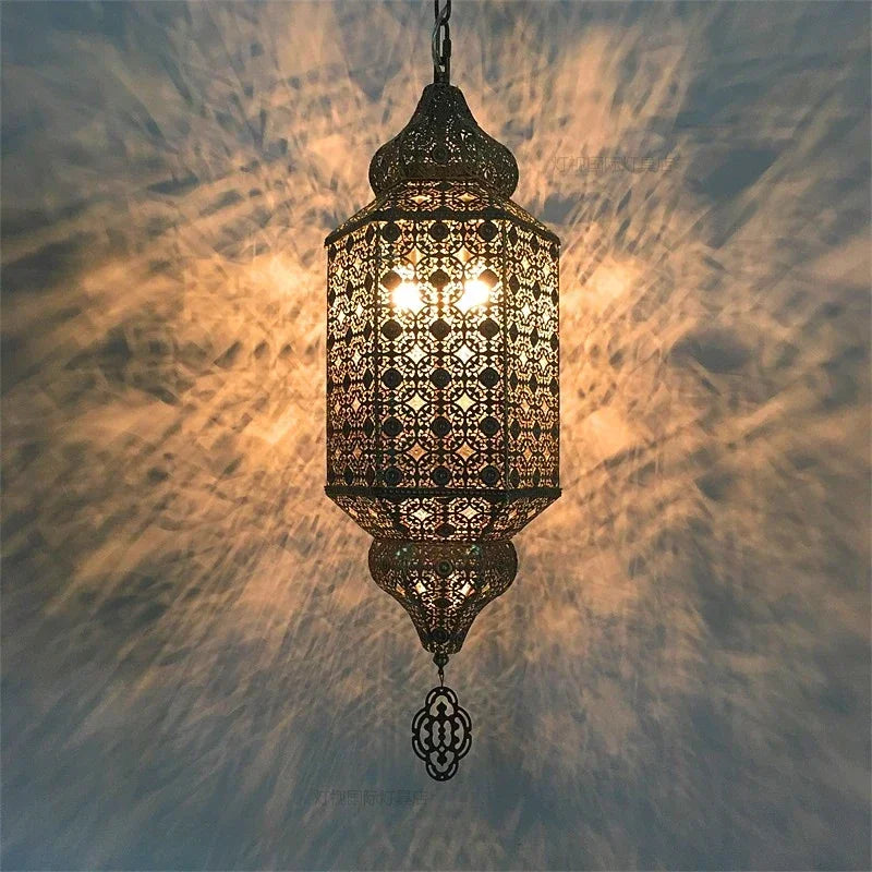Afralia™ Moroccan Pendant Light LED E27 Vintage Industrial Metal Hanging Lamp
