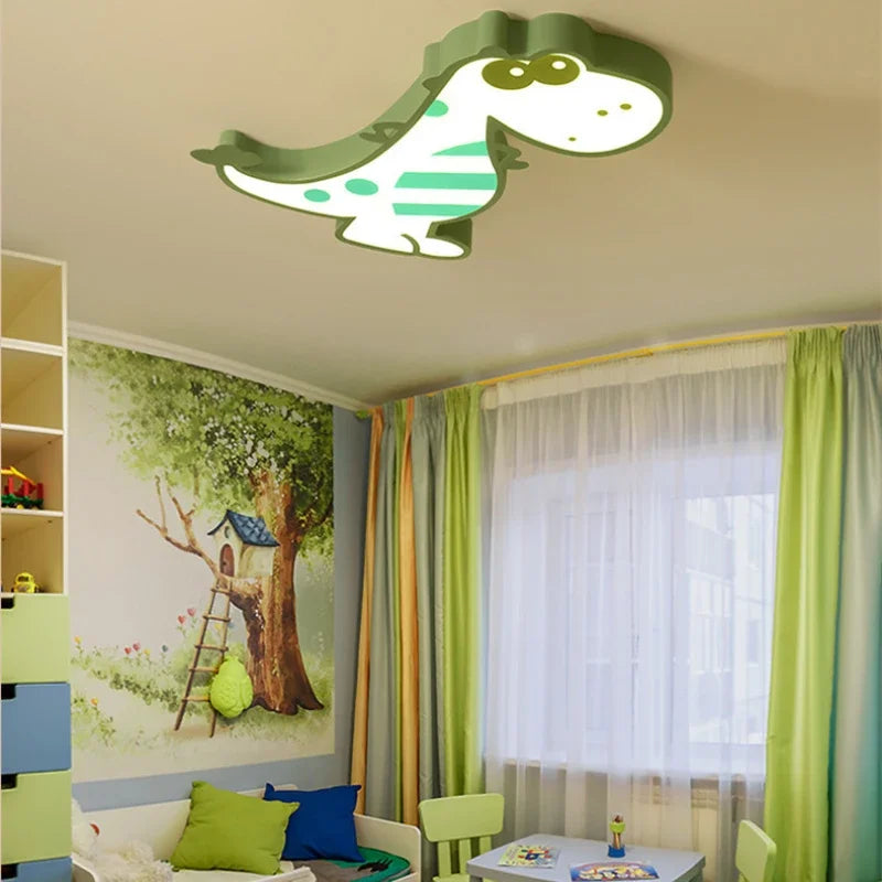 Afralia™ Dinosaur LED Ceiling Lamp for Kids Room, Warm & Romantic Bedroom Light