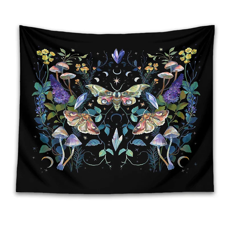 Afralia™ Celestial Botanical Tapestry Wall Hanging - Starry Sky Dorm Decor