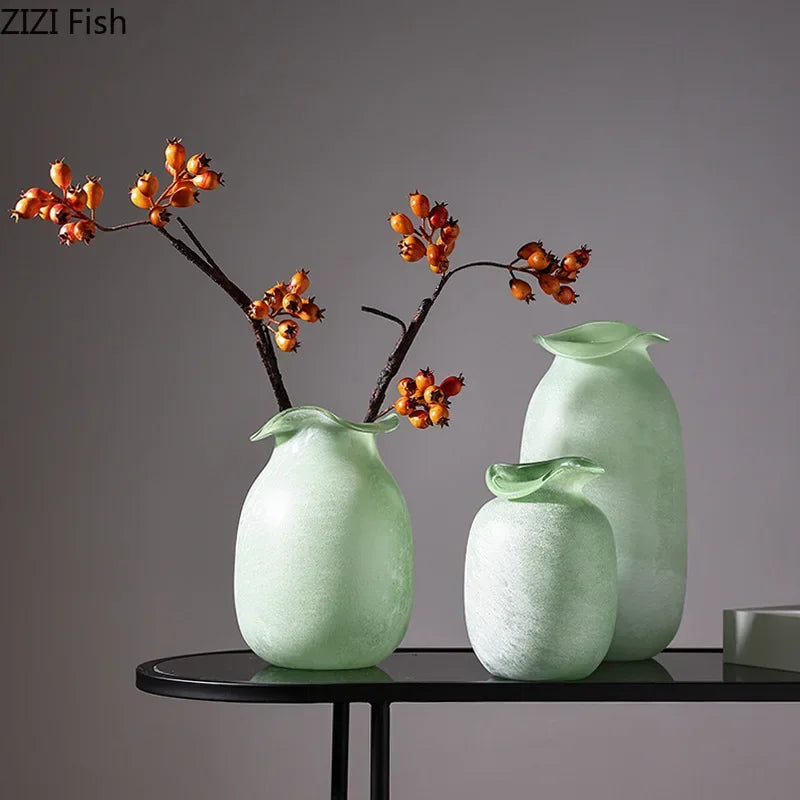 Afralia™ Red Matte Glass Vase Hydroponics Flower Pot Room Decor