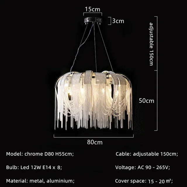 Afralia™ Modern Tassels LED Chandelier for Living Room Dining Bedroom Pendant Lights