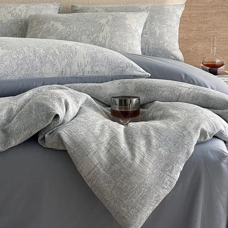 Afralia™ Luxury Cotton Flat Sheet Set Satin Jacquard Silky Bedding Single/Double Bed