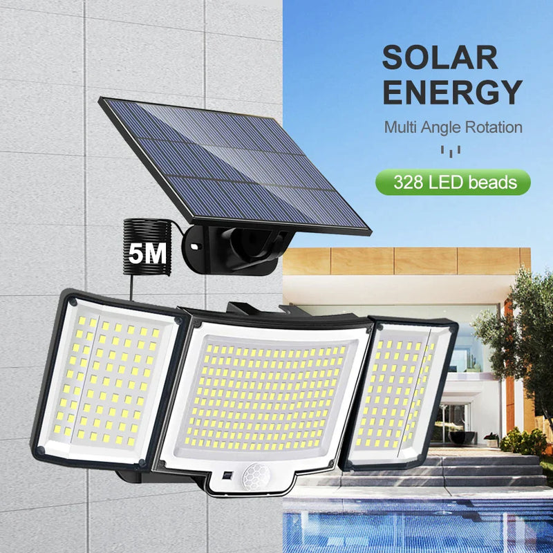 Afralia™ Solar Motion Sensor Street Light 328LED Outdoor Wall Lamp Waterproof IP65