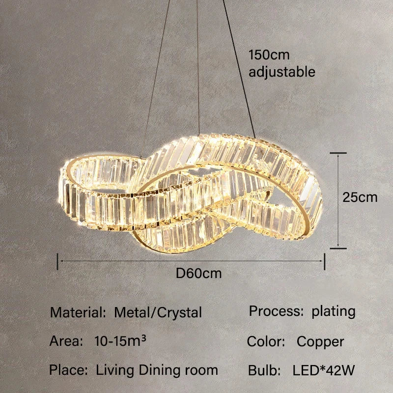 Afralia™ Crystal LED Gold Ceiling Chandelier - Luxe Irregular Ring Design