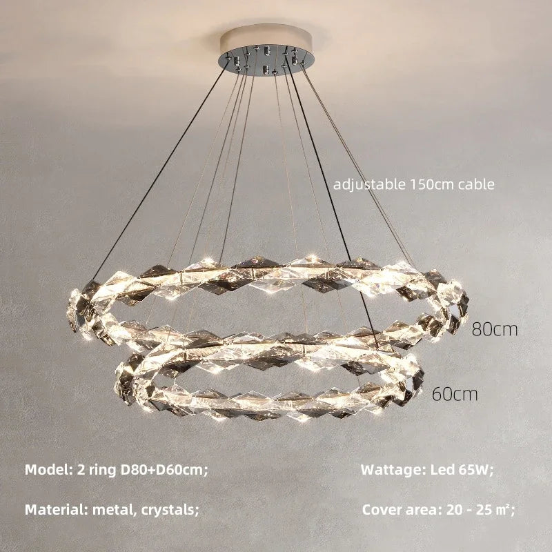 Afralia™ Crystal Chandelier Pendant Light - Dimmable Modern Luxury LED Chrome Luminaria