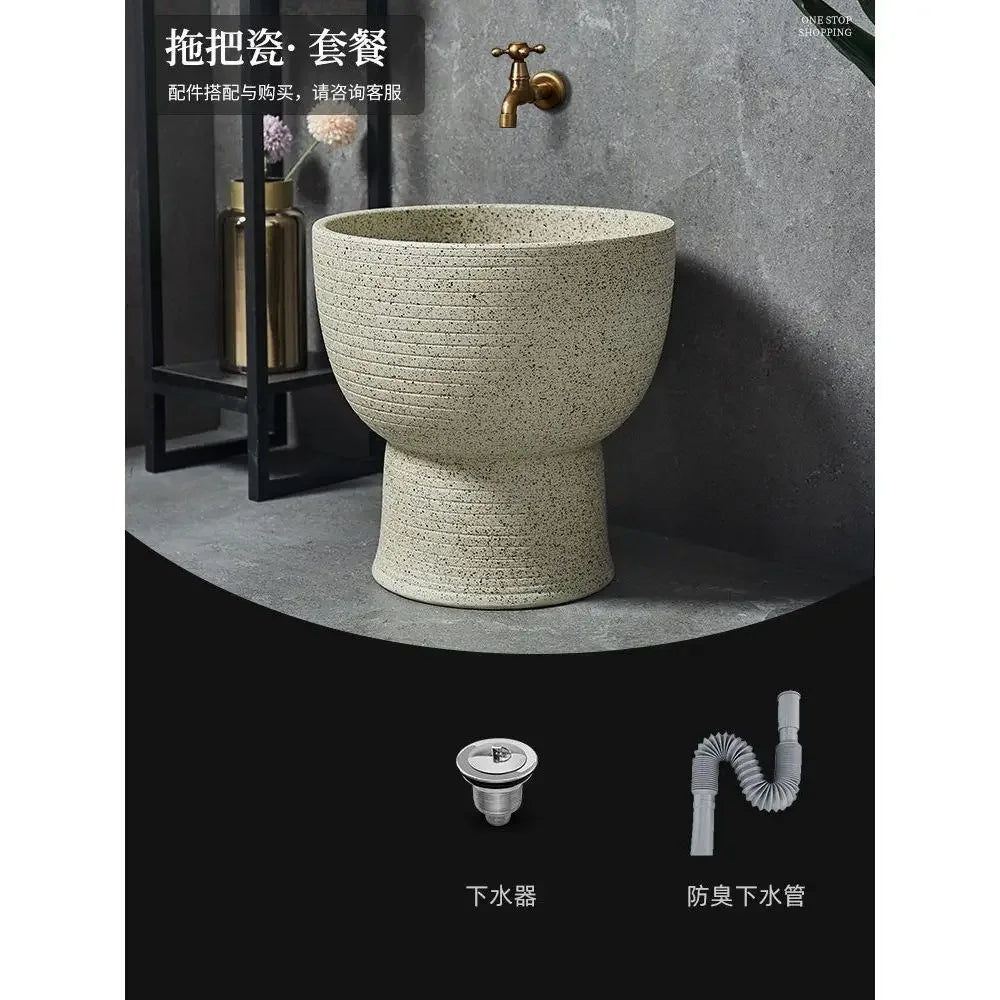 Afralia™ Retro Outdoor Ceramic Basin Column Wash Basin for Bathroom Sinks