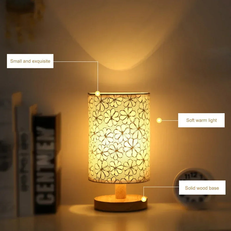 Afralia™ LED Desk Lamp Solid Wood Night Light Eye Protection USB Powered Table Lamp