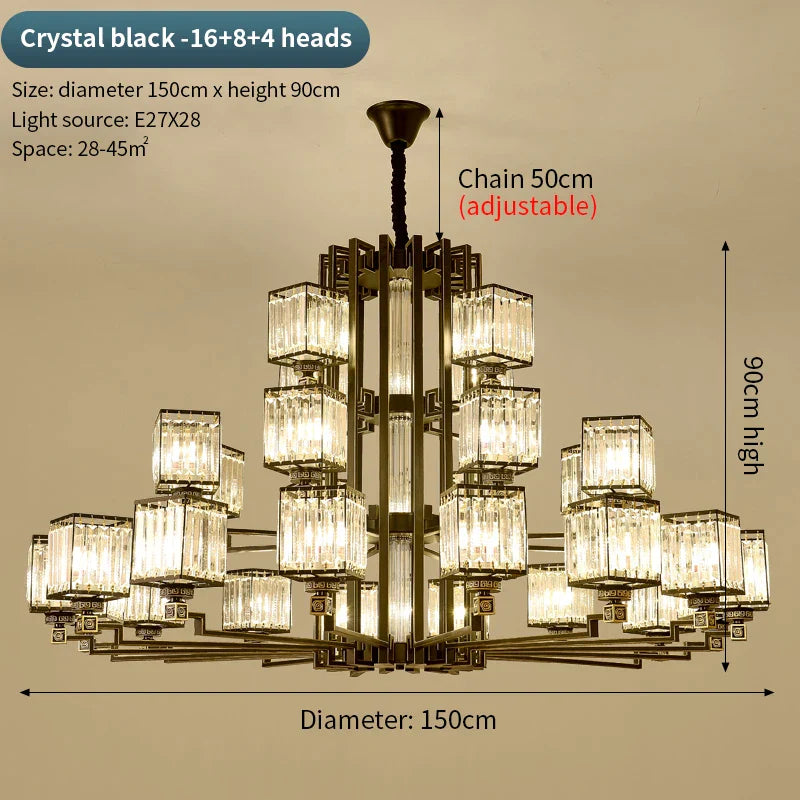 Afralia™ Zen Crystal Chandelier - Luxury Jade Living Room Dining Room Lamp