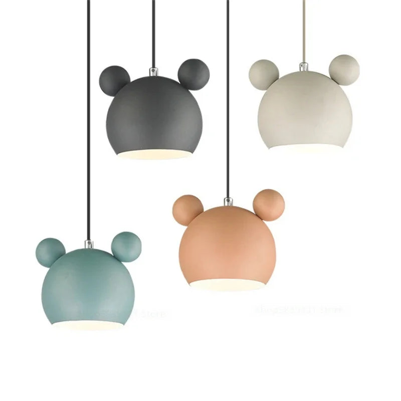 Afralia™ Nordic Mickey LED Pendant Light for Kids' Room and Kitchen