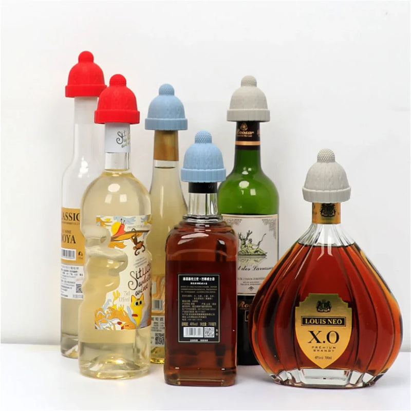 Afralia™ Silicone Wine Bottle Stoppers Set of 4 - Assorted Caps for Wine, Beer, Champagne