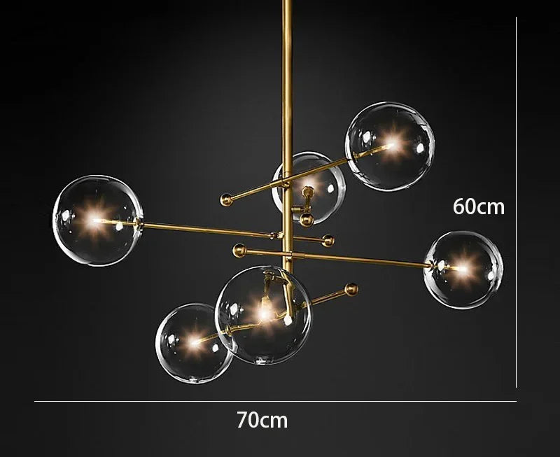 Afralia™ Nordic Glass LED Ceiling Chandelier Black Gold G4 Pendant Lighting