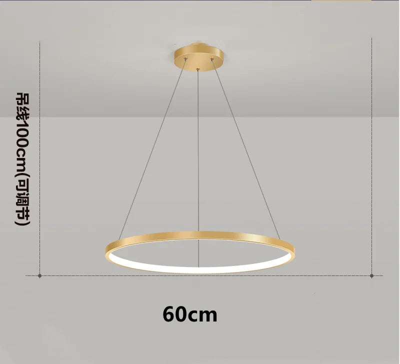 Afralia™ Modern Black Ring LED Pendant Light Chandelier for Home Decoration