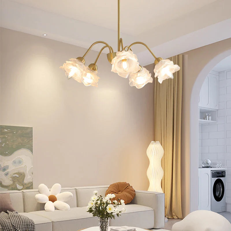Afralia™ Elegant Flower Chandelier - Modern Retro Medieval Style for Living Room Dining Bedroom