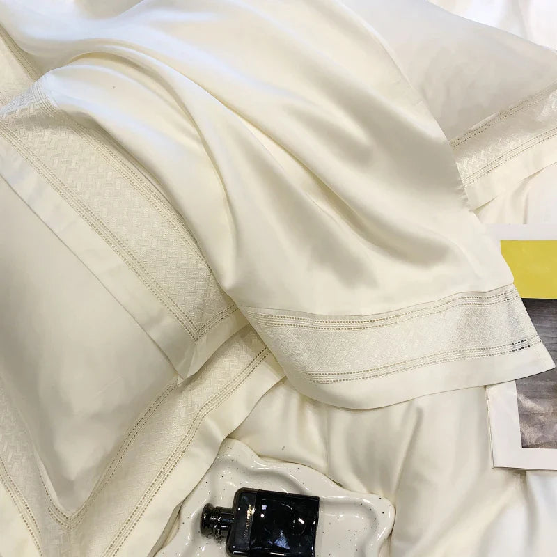 Afralia™ 1000TC Lyocell Fibre Bedding Set with Broadside Embroidery - Soft, Silky & Pure Color