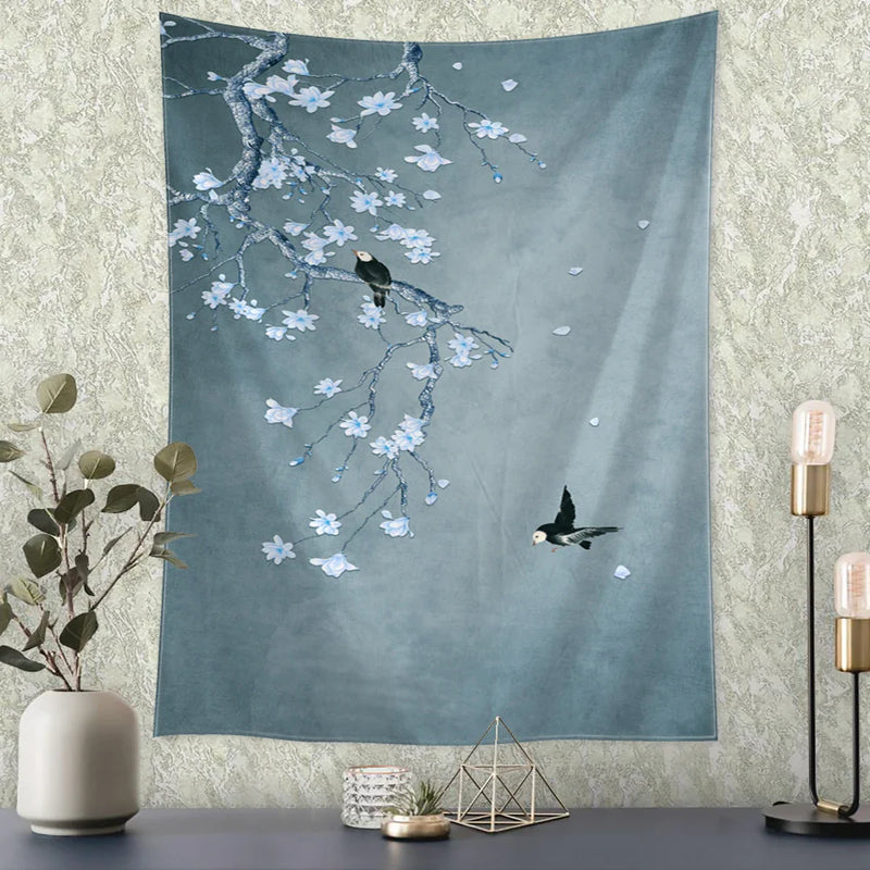 Afralia™ Flying Crane Wall Hanging Tapestry for Home Retro Wall Decor