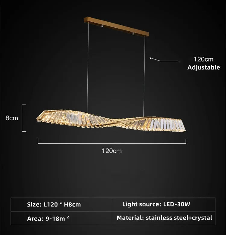 Afralia™ Spiral Crystal Chandelier Pendant Light for Kitchen Bar Dining Room