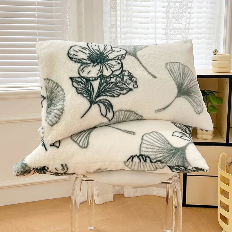 Afralia™ Cozy Winter Plush Pillowcase: Nordic Printed Milk Velvet Soft Home Decor