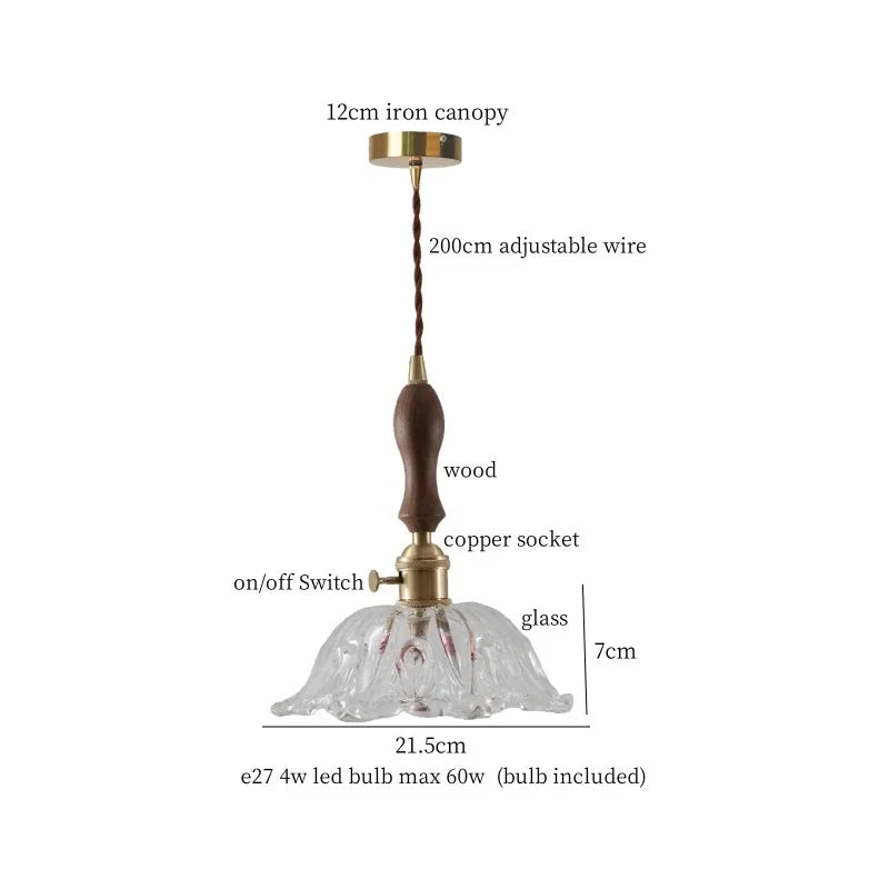 Afralia™ Amber Glass LED Hanging Lamp Japanese Vintage Pendant Lights for Bar Loft