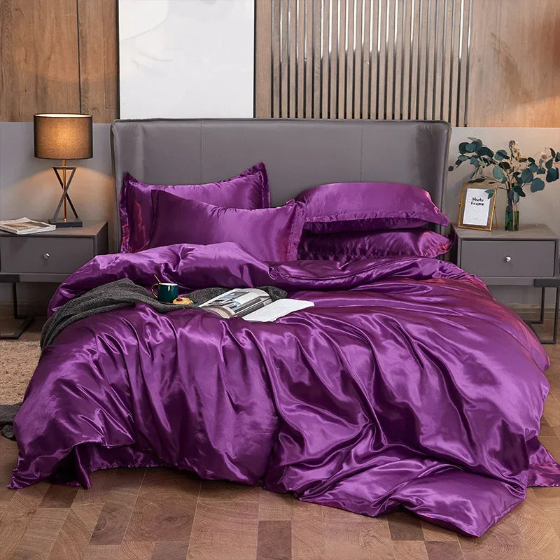 Afralia™ Nordic Silk Comforter Cover Set for Single Double, Smooth & Skin Friendly