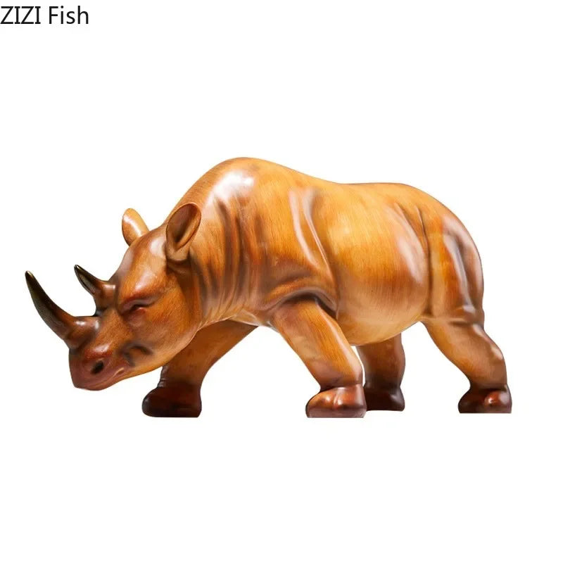 Afralia™ Rhino Sculpture Desk Decoration Resin Crafts Large Ornaments Room Decor