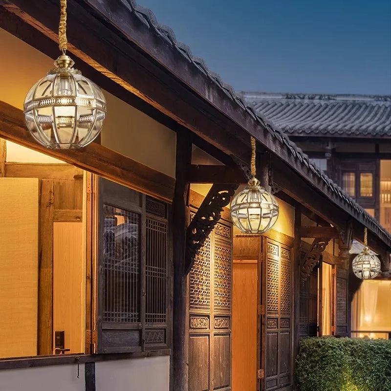 Afralia™ LED Black Bronze Globe Pendant Lamp: Retro American Style for Dining Room Luminaire