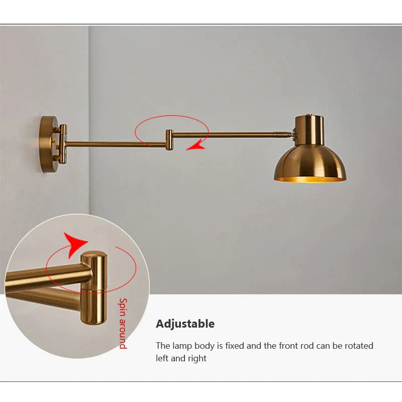 Afralia™ Adjustable Swing Arm Wall Lamp for Bedroom, Restaurant, and Luxury Ambiance