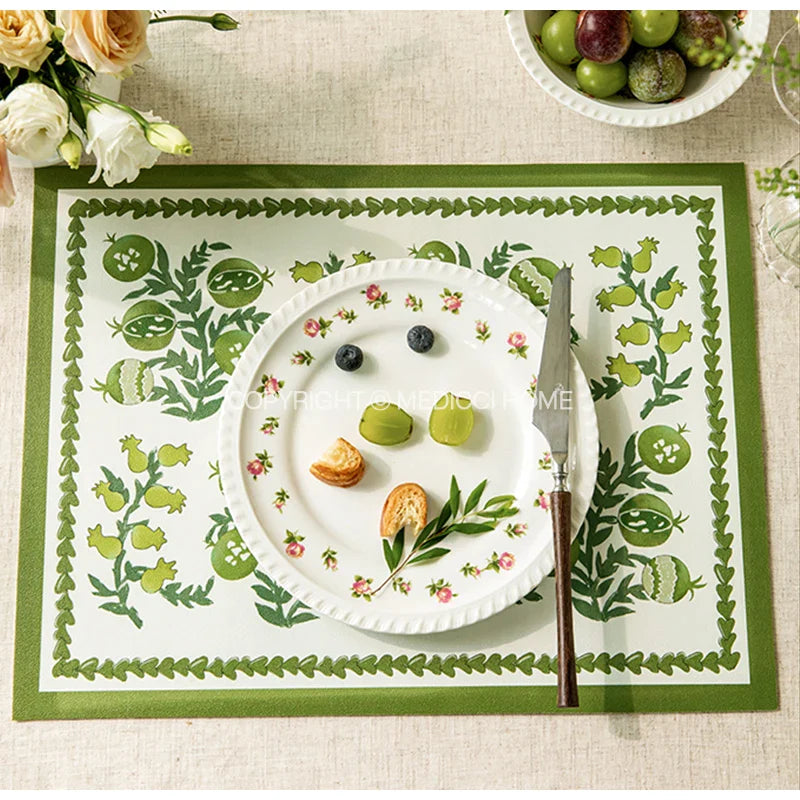 Afralia™ Butterfly Print Placemat: Pomegranate Floral Design, Non-Slip Dining Table Mats