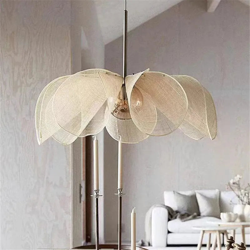 Afralia™ Flower Pendant Lamp: Nordic Fabric LED Light for Bedroom, Living Room & Dining Area