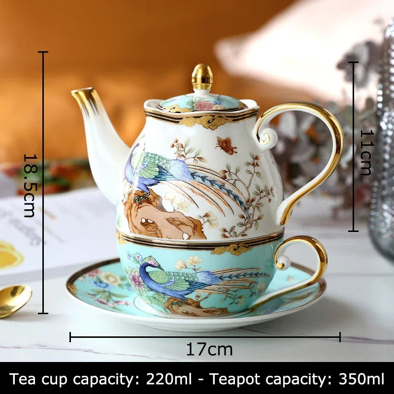 Afralia™ Phoenix Bone China Gold Coffee Cup Set