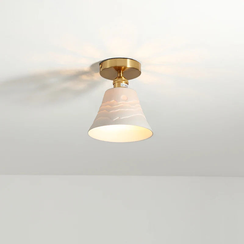 Afralia™ Ceramic LED Ceiling Light Modern White Porch Balcony Luminaria