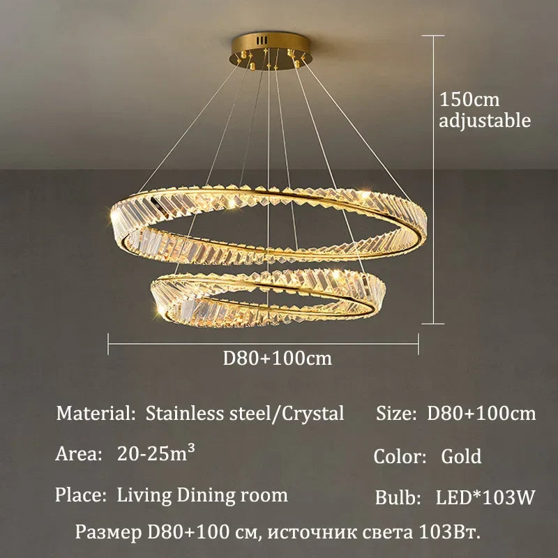 Afralia™ Crystal Pendant Lights: Modern Luxury LED Chandelier for Home Dining Room Decor