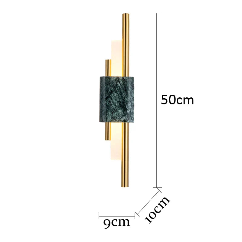 Afralia™ Green White Marble Wall Lamp - Luxury Golden Decor LED Light