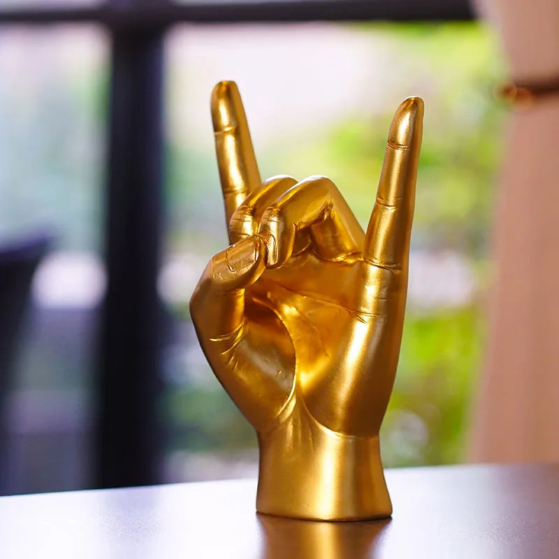 Afralia™ Rock Gesture Resin Ornaments: Stylish Handcrafted Home Decor for Living Room & Bedroom