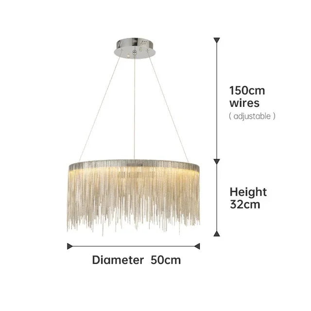 Afralia™ LED Aluminum Tassel Chandelier: Modern Waterfall Pendant Light for Living Room, Hotel, Hall