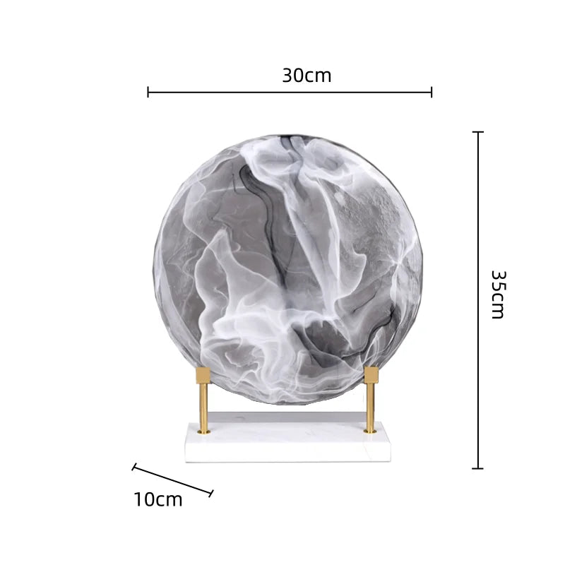 Afralia™ Geometric Disk Marble Clear Glass Cake Craft Home Decor Figurines