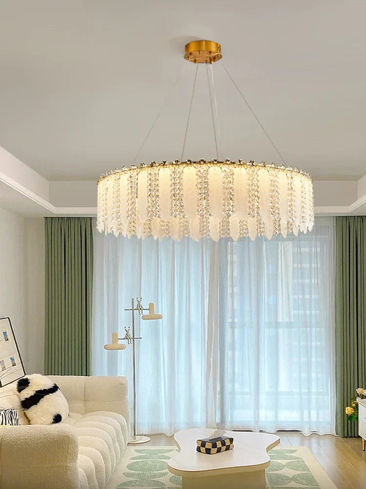 Afralia™ French Cream Wind Crystal Chandelier 2024 - Modern & Romantic Lighting for Living, Bedroom, Dining