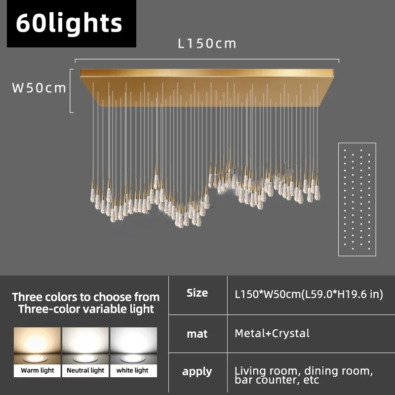 Afralia™ Irregular Crystal Chandelier Nordic Pendant Light for Hotel Lobby