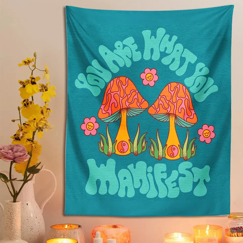 Afralia™ Mushroom Tapestry Wall Hanging: 70s Groovy Hippie Psychedelic Flower Art, Dorm Decor