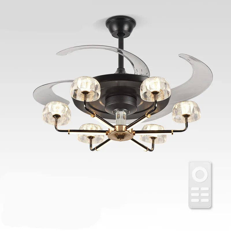 Afralia™ Chandelier Ceiling Fan with Remote Control Light Fixture