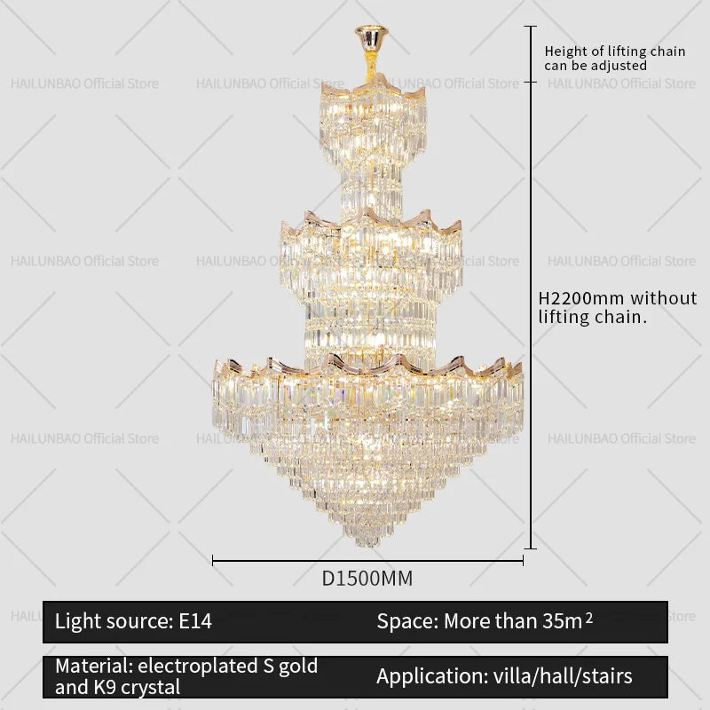 Afralia™ Crystal Duplex Chandelier: Post-Modern Luxury Living Room Club Villa Lighting