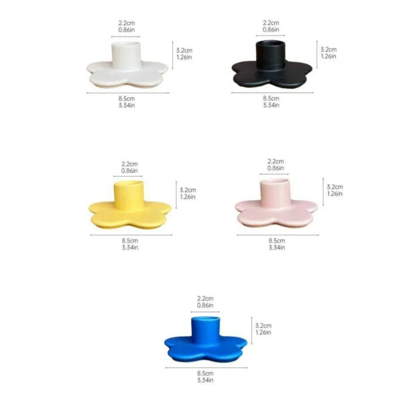 Afralia™ Cartoon Flower Ceramic Candle Holder Candelabrum Desktop Storage Accessory