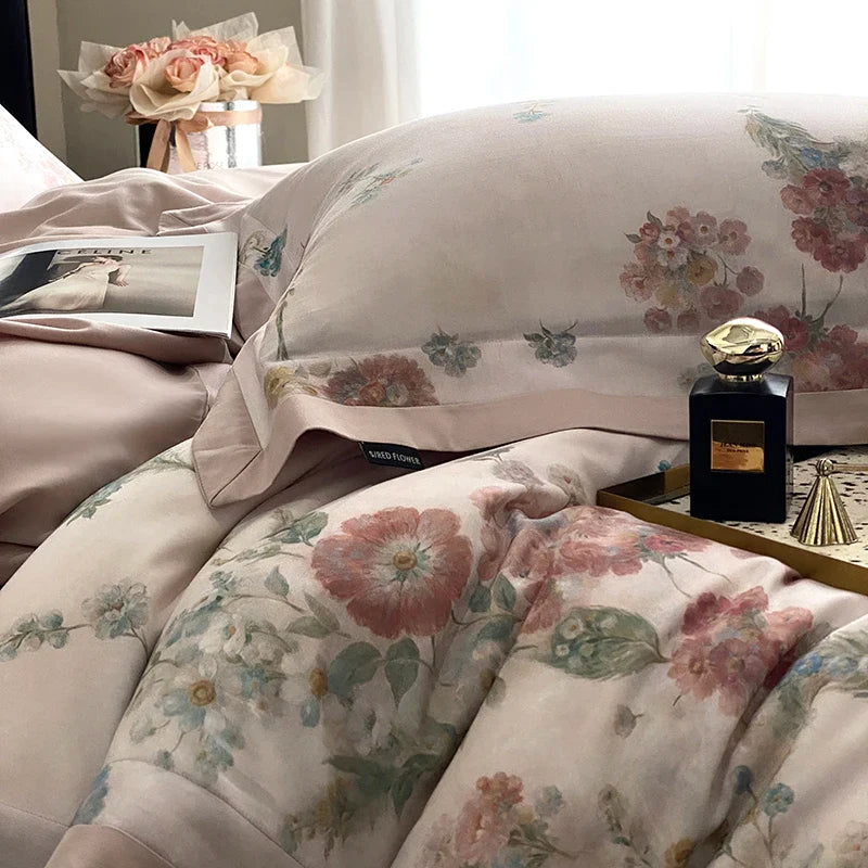 Afralia™ Flowers Prints Bedding Set - Duvet Cover, Bed Sheet, Pillowcases