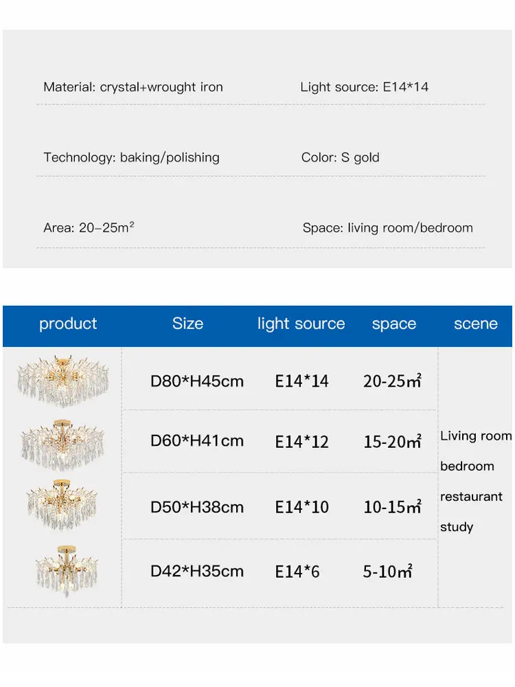 Afralia™ Nordic Gold Crystal Chandelier for Dining Room Living Room Hall Decor