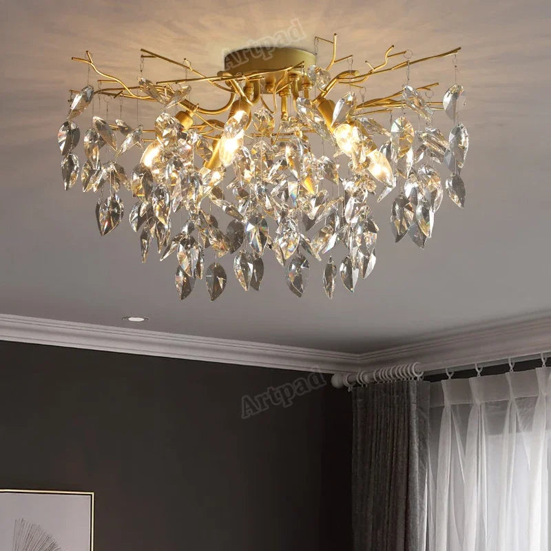 Afralia™ Vintage Crystal Ceiling Lamp LED Chandelier for Living Room & Bedroom