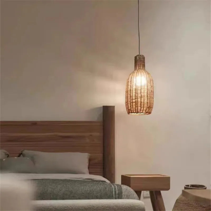 Afralia™ Rattan Bamboo Pendant Lamp: Chinese Style Village Dining Kitchen Island Lighting