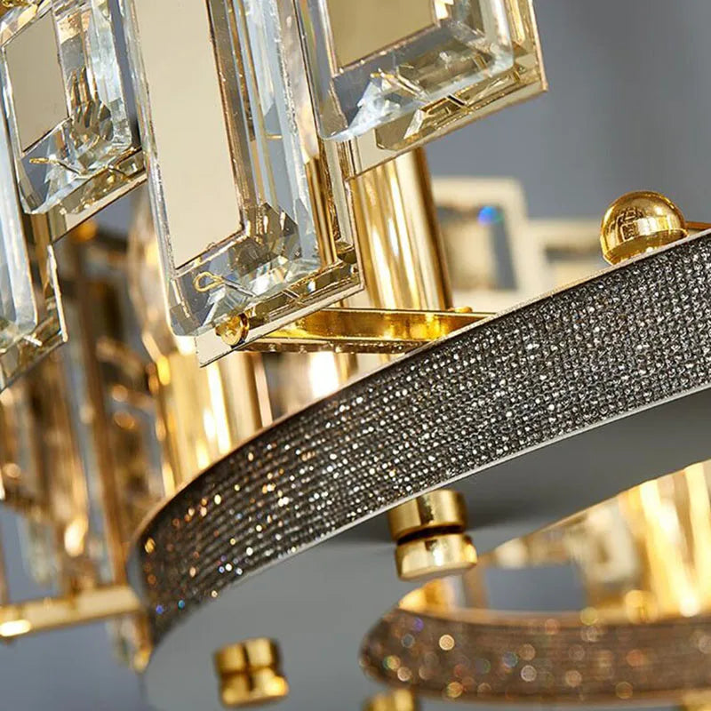 Afralia™ Gold Chain LED Crystal Chandelier for Luxurious Living Room Lighting