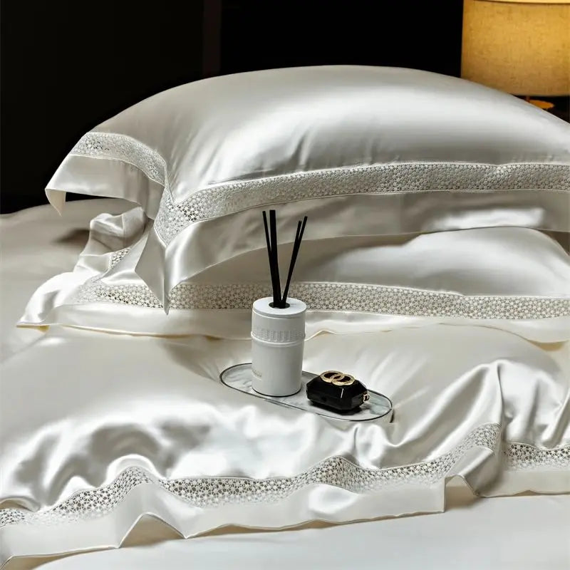 Afralia™ French Hollow Luxury Bedding Set with Lyocell Cotton Duvet Cover, Sheet & Pillowcases