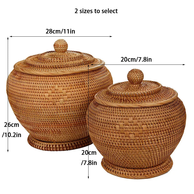 Afralia™ Rattan Tea Storage Box Puer Green Tea Caddy Kongfu Tea Set